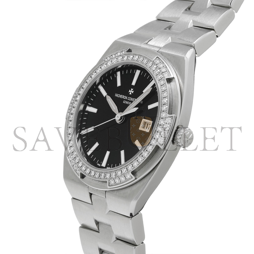 vacheron co*sta*t*n overseas 33 quartz stainless steel Di*m*nd black dial watch 1205v/100a-b591